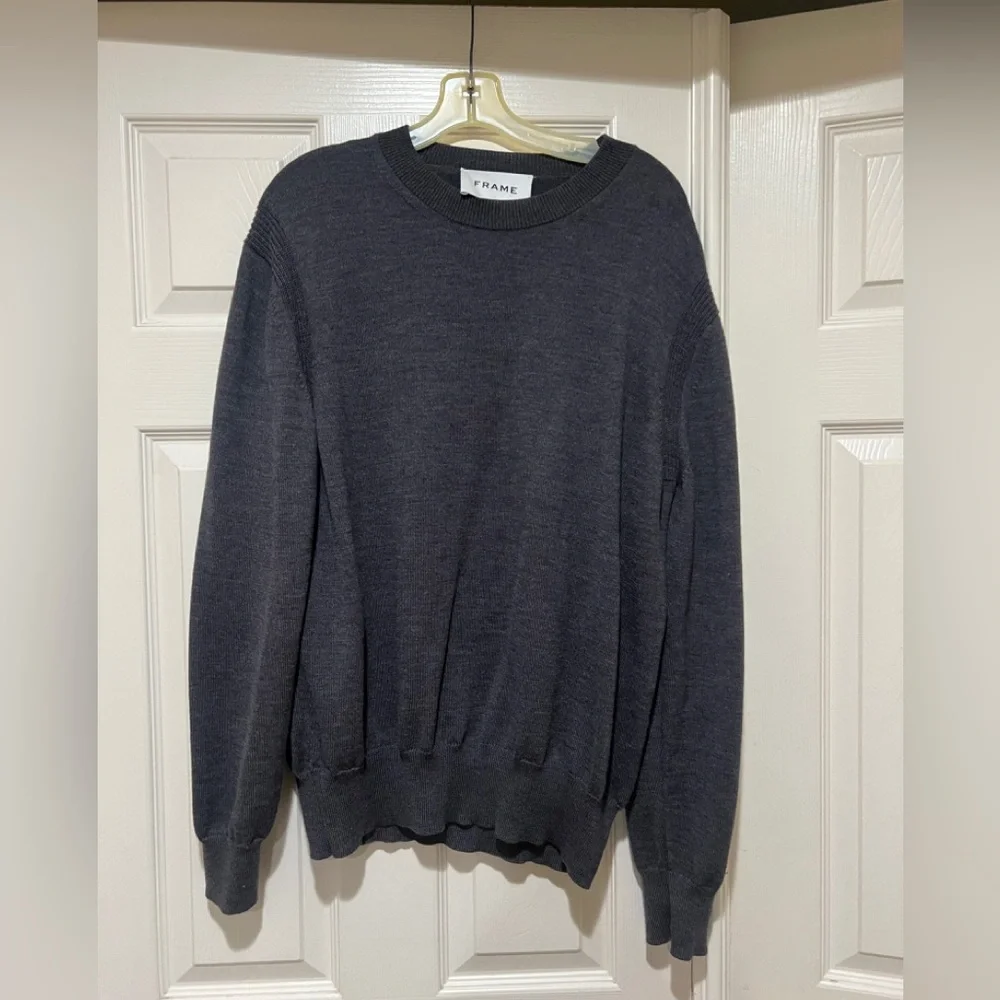Frame Merino Wool Knit Gray Men’s sweater Size Medium closet Capsule‎ smart